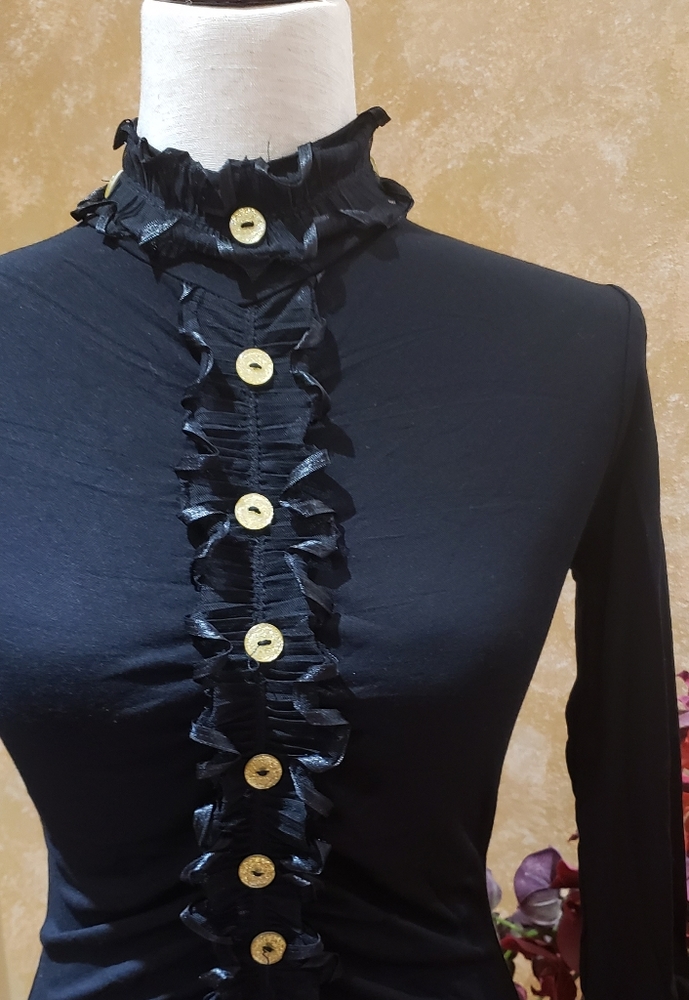 Blouse (Mitos) black with gold bottons